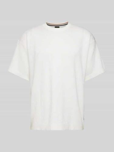 T-shirt met geribde ronde hals, model 'Darimo'
