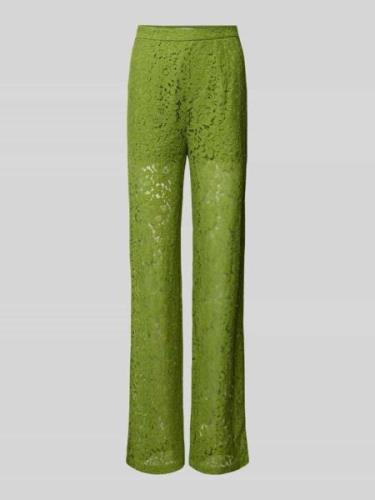 Wide leg stoffen broek met gehaakt kant, model 'IBI'