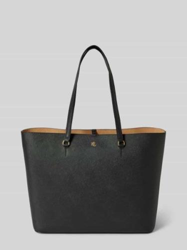 Tote bag van runderleer met labelapplicatie, model 'KARLY'