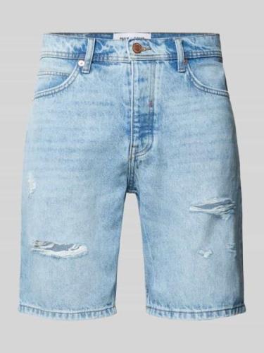Korte regular fit jeans in destroyed-look, model 'EDGE'