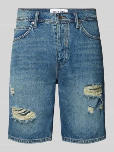 Korte regular fit jeans in destroyed-look, model 'EDGE'