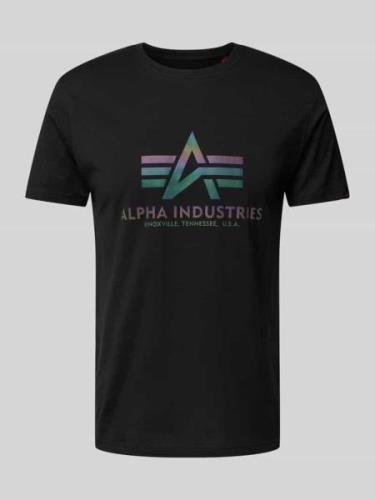 T-shirt met labelprint, model 'Rainbow'