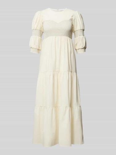 Midi-jurk met smokdetails, model 'Aria'