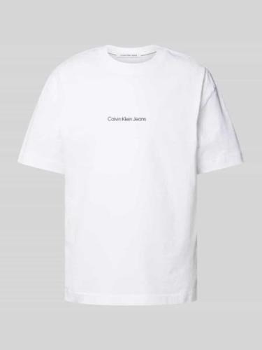 T-shirt met labelprint, model 'GRID MONOGRAM'