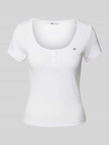 Slim fit T-shirt met ronde hals, model 'HENLEY'