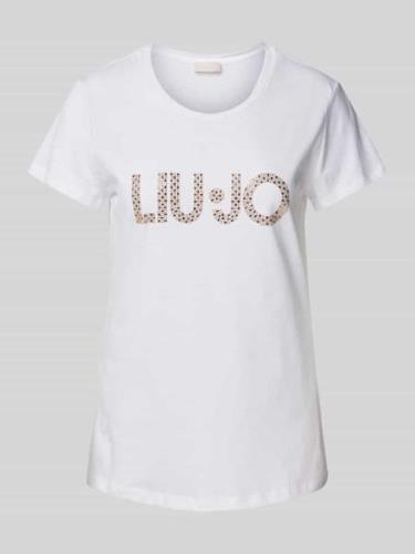 T-shirt met label met siersteentjes