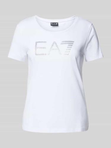 T-shirt met label met strass-steentjes