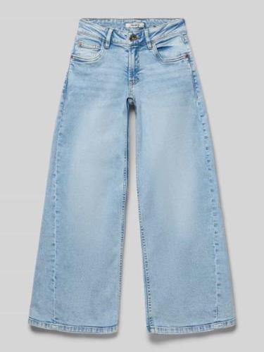 Jeans in used-look met wijde pijpen