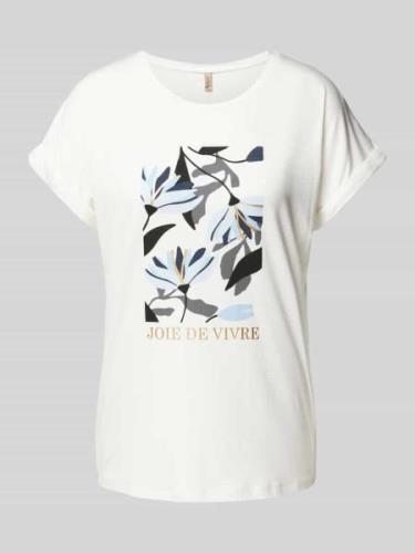 T-shirt met motief- en statementprint, model 'MARICA'