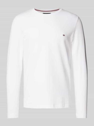 Slim fit shirt met lange mouwen en logostitching