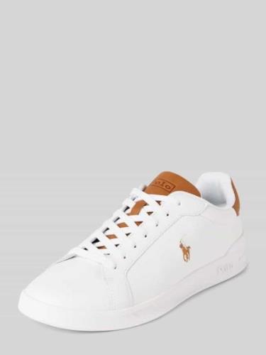 Leren sneakers met labeldetails