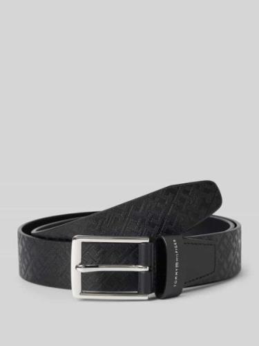 Leren riem met structuurmotief, model 'BUSINESS MONOGRAM'