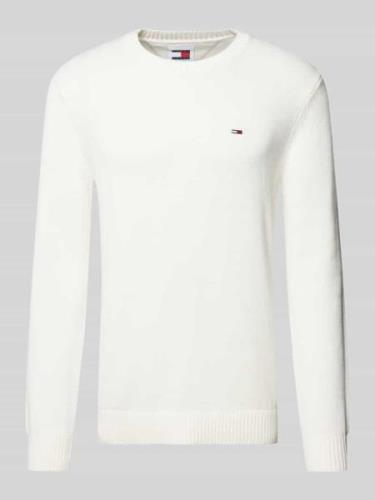 Slim fit gebreide pullover met logobadge