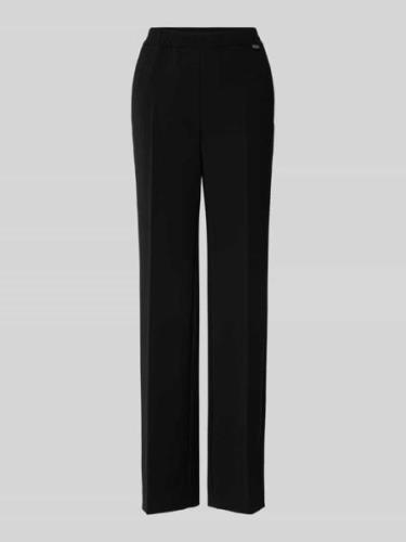 Straight leg stoffen broek met labelapplicatie