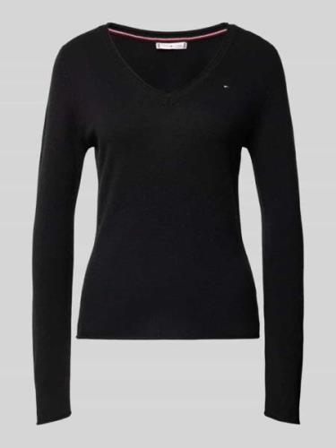 Pullover met afgeronde V-hals, model 'SOFT WOOL'