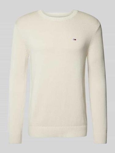 Slim fit gebreide pullover met logobadge