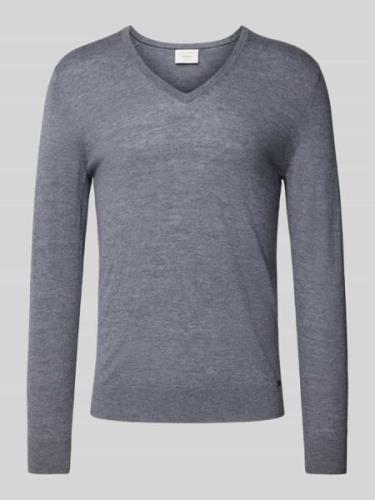 Slim fit gebreide pullover met ribboorden