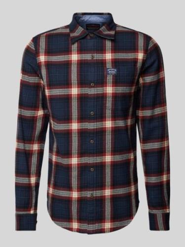 Slim fit vrijetijdsoverhemd met labelpatch, model 'Lumberjack'