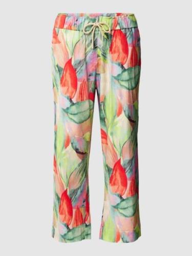 Wide leg stoffen broek met bloemenmotief, model 'PIA'