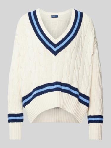 Gebreide pullover met kabelpatroon, model 'CRICKET'