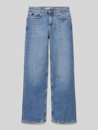 Wide leg jeans met labeldetail