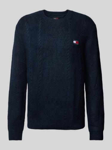 Gebreide pullover met kabelpatroon, model 'SLIM CABLE'