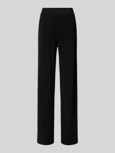 Wide leg stoffen broek met labelapplicatie, model 'ELSA'