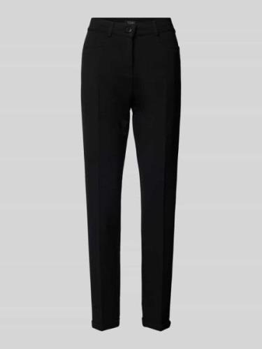 Slim fit stoffen broek met riemlussen, model 'Jolie Turn Up'