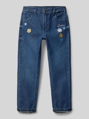 Mom fit leg jeans met bloemenborduursels, model 'RIGID'