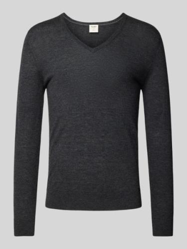 Slim fit gebreide pullover met ribboorden