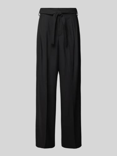 Straight leg pantalon van scheerwolmix met persplooien