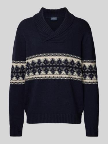 Wollen pullover met sjaalkraag, model 'Intarsie'