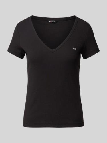 Slim fit T-shirt met V-hals