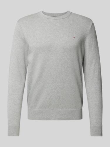 Gebreide pullover met logostitching, model 'PIMA'