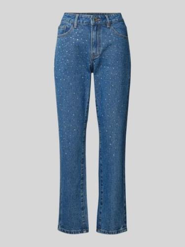 Regular fit jeans met siersteentjes, model 'ALICE'