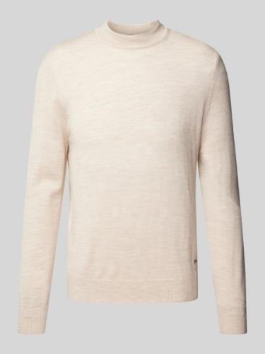 Gebreide pullover van scheerwol met opstaande kraag, model 'Davide'