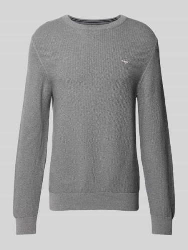 Gebreide pullover met structuurmotief en ronde hals