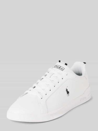 Leren sneakers met labeldetails