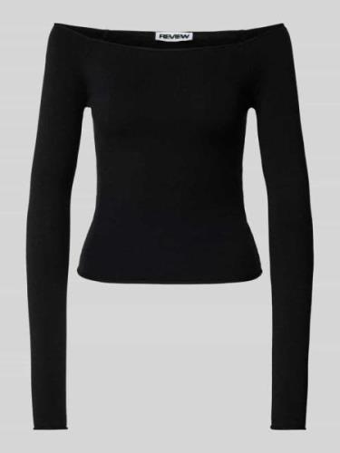 Korte gebreide pullover met boothals