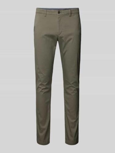 Slim fit chino met knoop- en ritssluiting, model 'BLEECKER'