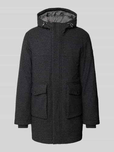 Relaxed fit parka van wolmix met capuchon