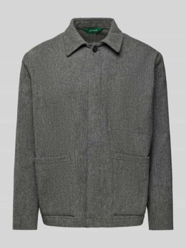 Overhemdjack van wol met kentkraag, model 'HERRINGBONE'