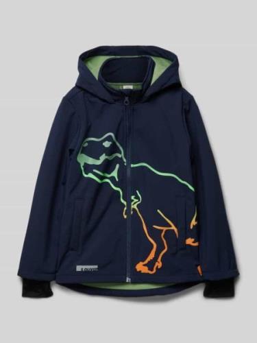 Regular fit softshell-jack met dinoprint en fleecevoering