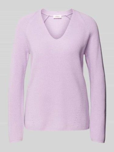 Regular fit gebreide pullover met V-hals en raglanmouwen