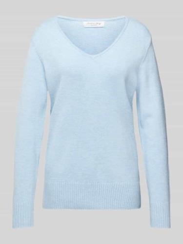 Gebreide pullover met afgeronde V-hals