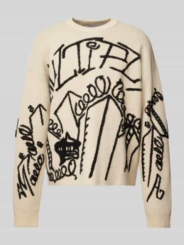 Gebreide pullover met statementprints