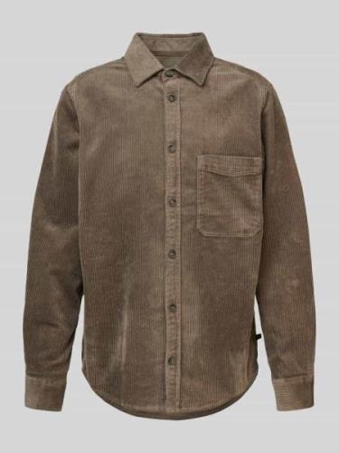 Regular fit corduroy overhemd met borstzak