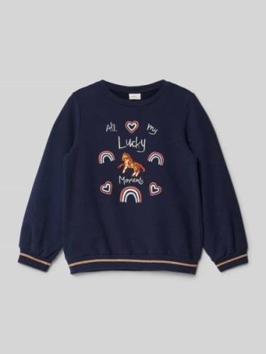 Regular fit sweatshirt van zachte katoenmix met glitter- en pailletten...