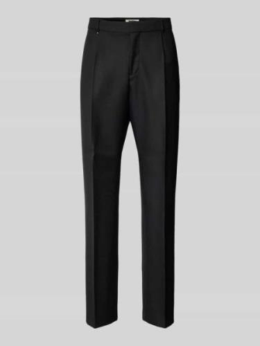 Slim fit pantalon van scheerwol met persplooien, model 'Pieter'