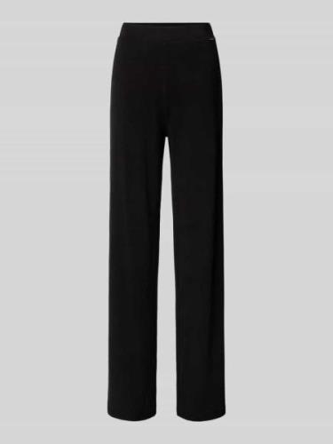 Wide leg stoffen broek met labelapplicatie, model 'ELSA'